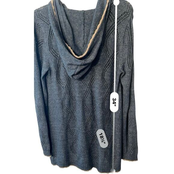 Soft Surroundings Blue Hooded Open Cable Knit Sweater Size Small S Boho Casual - Picture 7 of 7